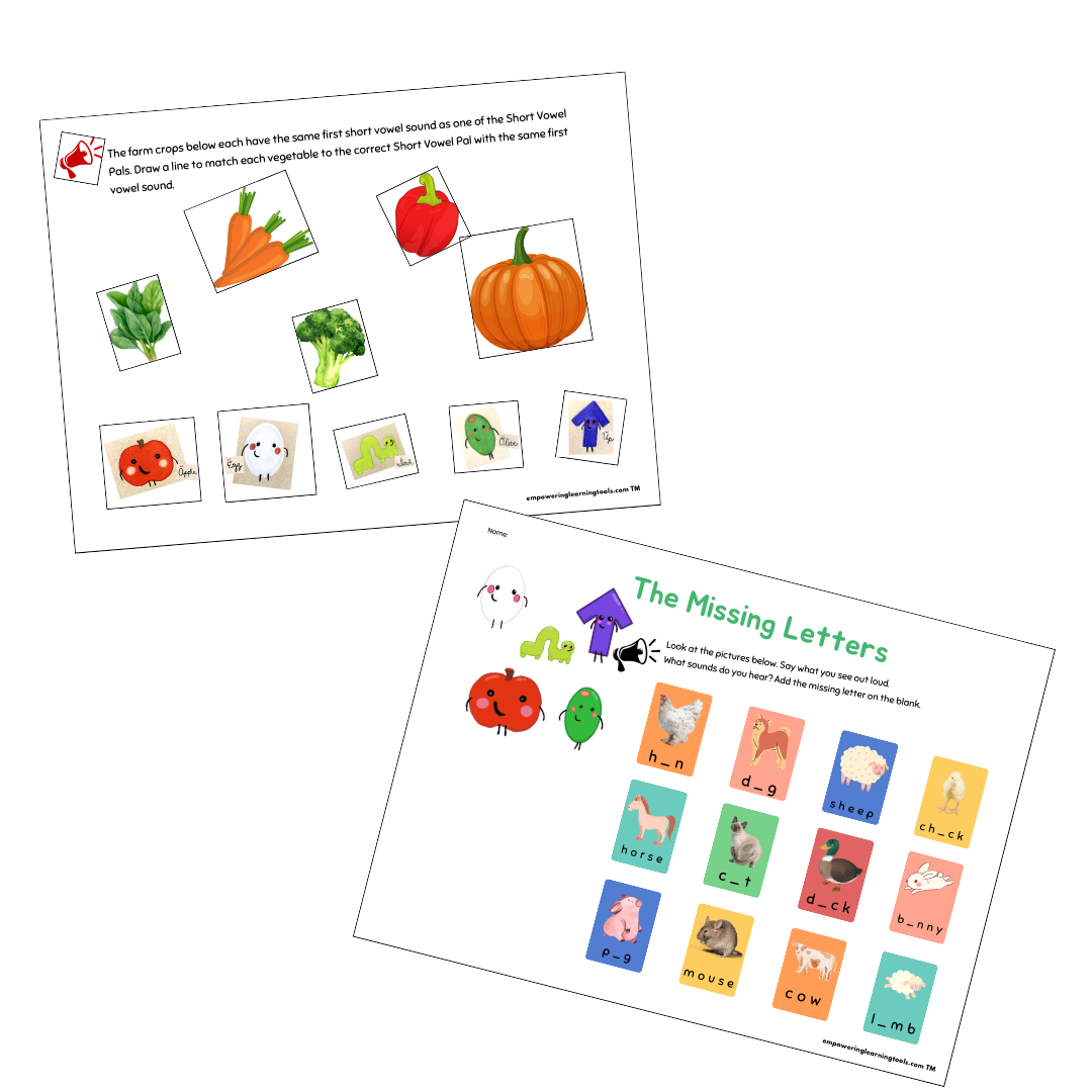 Fun with Short Vowel Pals on the Farm, instant downloadable ebook