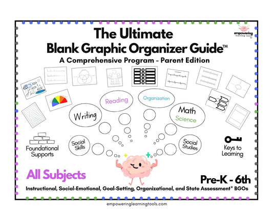 The Ultimate Blank Graphic Organizer Guide, Parent Edition, ALL SUBJECTS, Pre-K-6th, Digital Download (Copy)